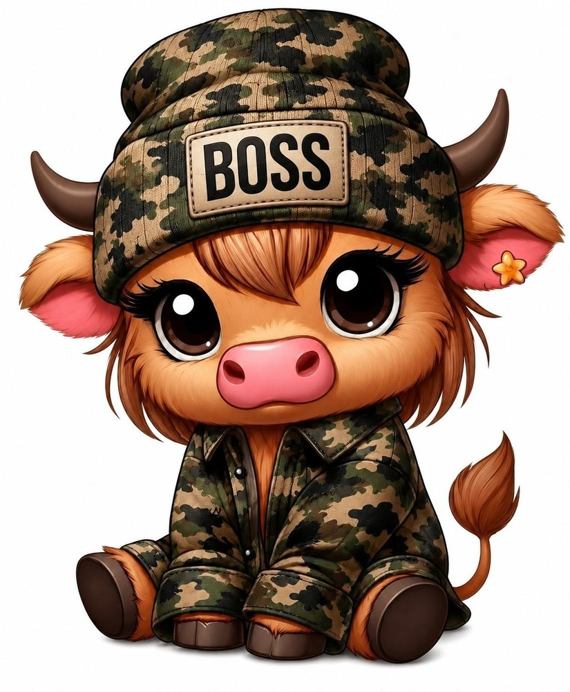 Camo Boss Cow Sticker Decal Laptop Wall Mirror Cup Tumblr Locker Bin