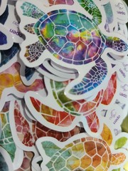 20 Pcs Multicolor Sea Turtle Vinyl Self-Adhesive Decorative Stickers,Journal etc