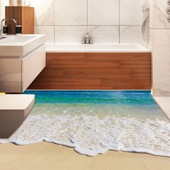 Floor Stickers None PVC 90*58 Cm Sea Stickers Wall Print Decal Waves 1set