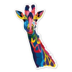 Multicolor Giraffe, Vinyl Decal Sticker, Indoor Outdoor, 3 Sizes, #7625