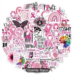 20 PCS Breast Cancer Awareness Survivors Pink Ribbon Stickers BRAND NEW Set 2