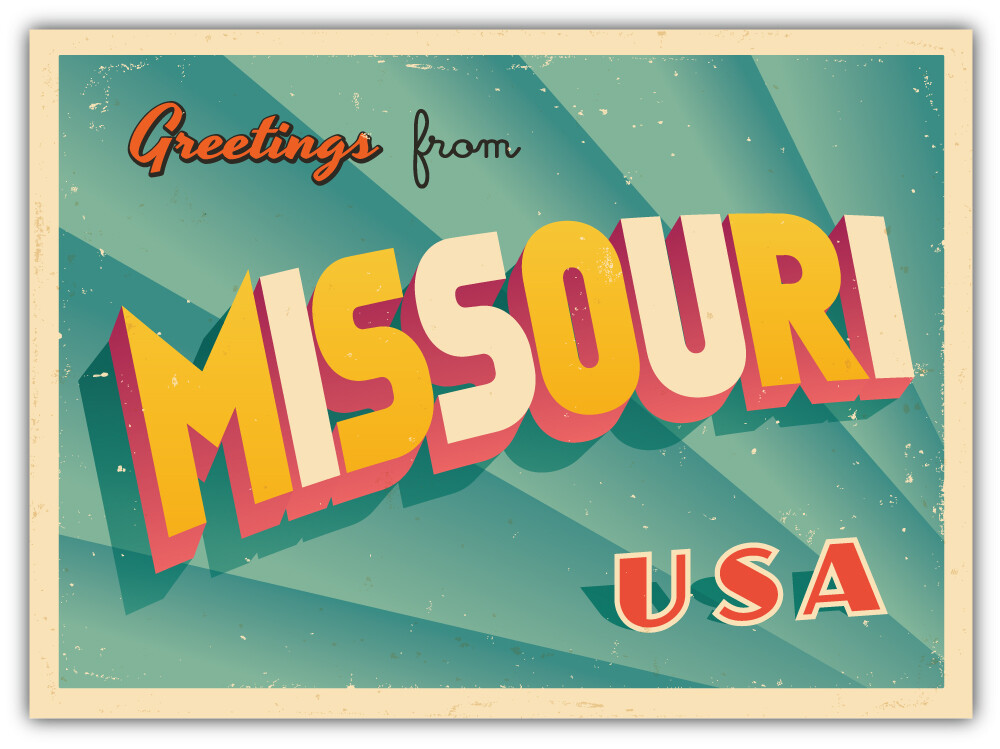 Missouri USA State Greetings Retro Emblem Car Bumper Sticker Decal “SIZES”