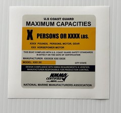 Custom Boat Capacity Plate Sticker Replacement Decal NMMA USCG 4×4 Silver Vinyl