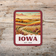 Iowa State Sticker, Paper Collage Look, Scenic Farmland Vinyl Decal
