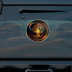 Tree of Life Vinyl Sticker 3×3 Gold Sacred Geometry Spiritual Yoga Nature Decal