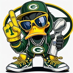 Green Bay Duck Sticker Decal Laptop Wall Mirror Cup Tumblr Locker Bin