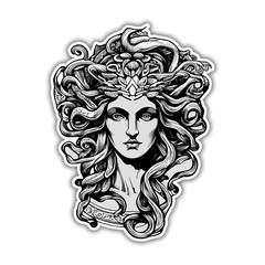 Medusa Sticker Wild Hair Snakes Folk Lore Myth Sexy Small Large Decal Stickers
