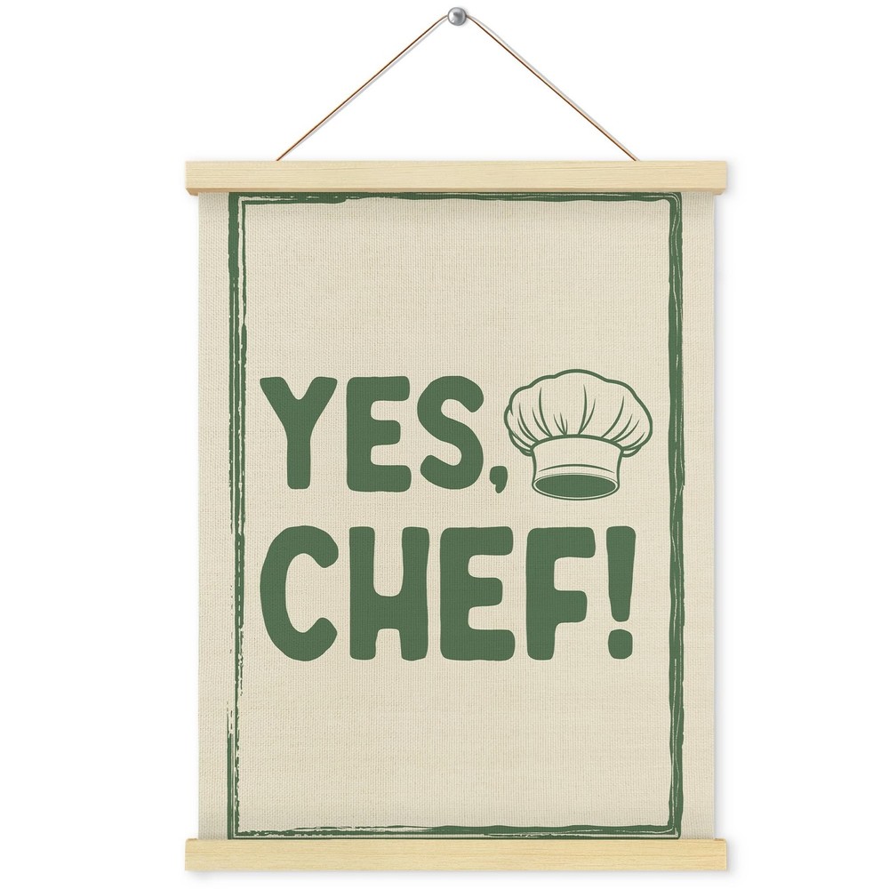 Shrago Yes Chef Wall Art, Vintage Green Chef Cooks Quote Poster Hanger Frame …