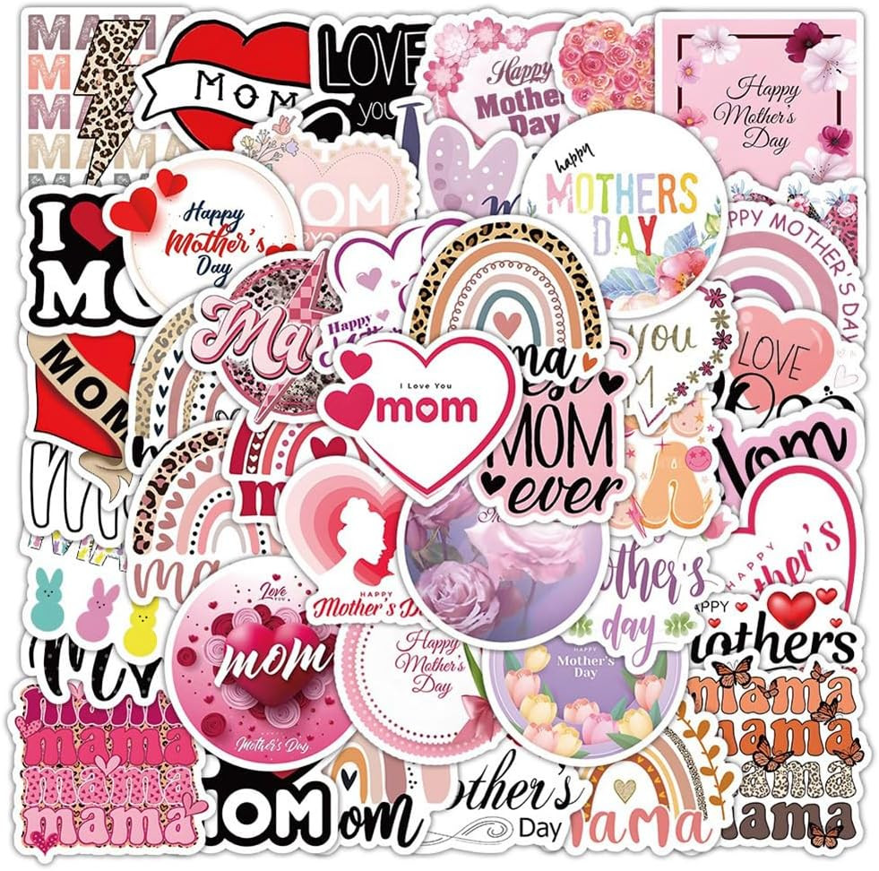 Mother’s Day Vinyl Stickers – 50 Waterproof Decals for Various Surfaces