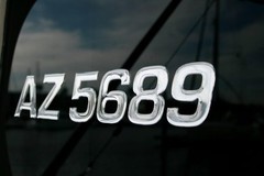 Premium Boat Registration Numbers 3” – Raised 3D Domed Marine Decals Chrome