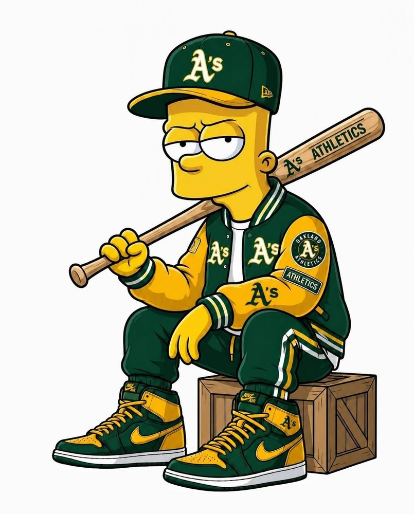 Bart Simpson A’s Fan Sticker Decal Laptop Wall Mirror Cup Tumblr Locker Bin