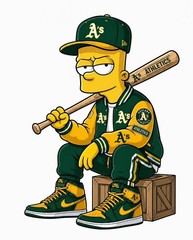 Bart Simpson A’s Fan Sticker Decal Laptop Wall Mirror Cup Tumblr Locker Bin