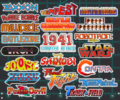 20 Classic Arcade Logo Stickers – White, Clear or Holographic – Atari Vinyl