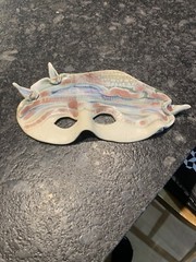Pottery Handpainted Face Wall Mask 12” In Length By 6 1/2” Wide Beautiful