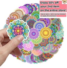 50 Pcs Stickers Mandala Boho Symbol Flowers Luggage Skateboard Laptop Car Vinyl