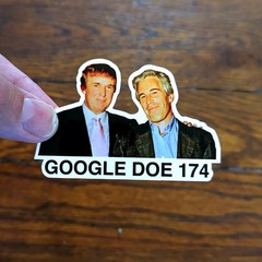Donald Trump with Jeffrey Epstein “GOOGLE DOE 174” Sticker Pack Anti-Trump