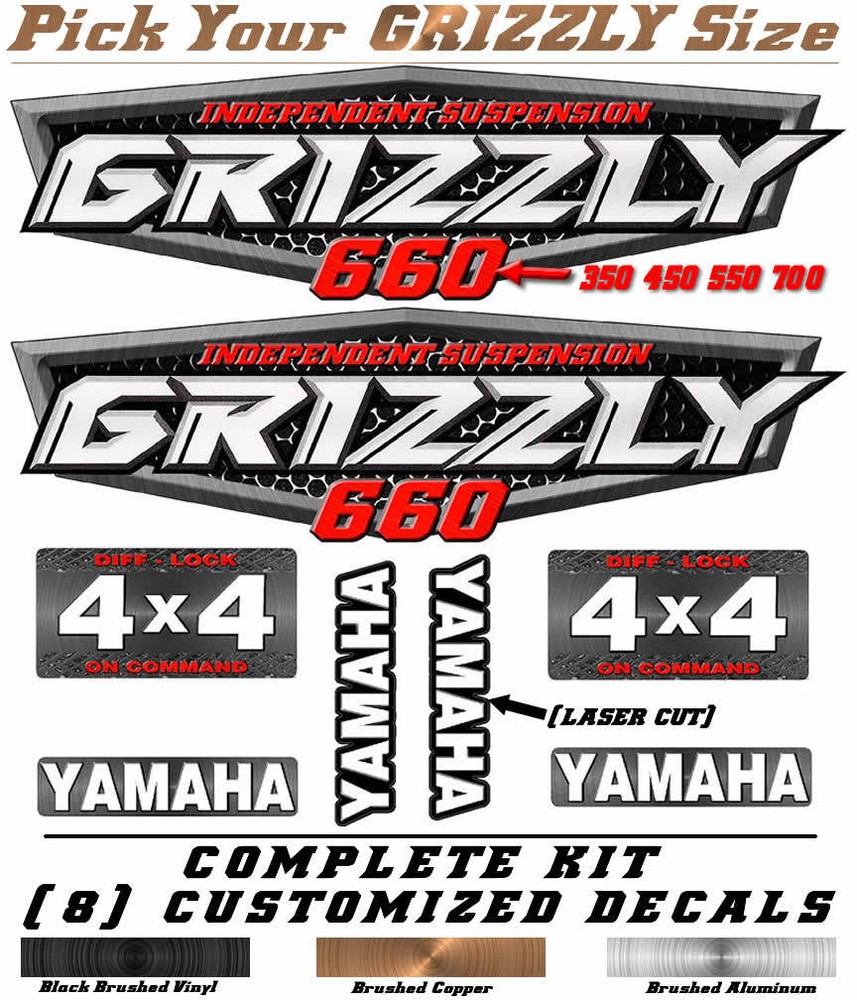 Yamaha Grizzly OEM ATV Tank Decal Graphic Sticker Kit 350 450 550 660 700 4×4