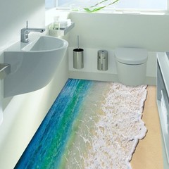 Floor Stickers None PVC 90*58 Cm Sea Stickers Wall Print Decal Waves 1set