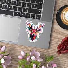 Multi-color Deer Antlers – Vinyl Decal Sticker – Car Window Laptop – ebn12691