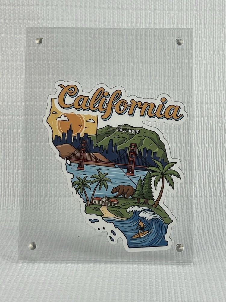 California sticker vinyl decal state outline novelty laptop mug car 4×5″