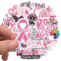 20 PCS Breast Cancer Awareness Survivors Pink Ribbon Stickers BRAND NEW Set 2
