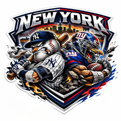 New York Sports Mashup Laminated Vinyl Sticker/Decal – Yankees Giants 02