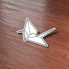 Origami Paper Crane Sticker – Cute Aesthetic Decal for Laptop & Water Bottle