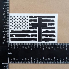 American Flag with Cross Vinyl Decal 3 Pack: Christian Jesus US Small ~4″ Black