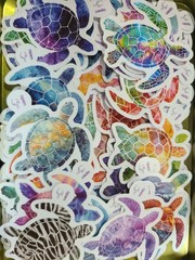 20 Pcs Multicolor Sea Turtle Vinyl Self-Adhesive Decorative Stickers,Journal etc