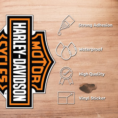 2Pcs Harley-Davidson Decal Sticker Logo Orange & Black Waterproof Motorcycle Car