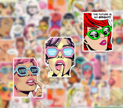 20/40 Piece Pop Art Girls Sticker Pack – Matte Vinyl – Sexy Funny Women