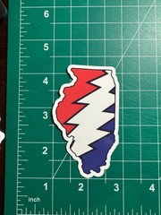 Illinois Stealie – Grateful Dead – Laminated Vinyl Sticker 2″x3″