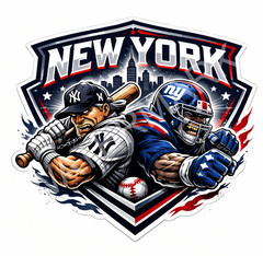 New York Sports Mashup Laminated Vinyl Sticker/Decal – Yankees Giants 03
