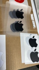 Lot of 48 Apple Logo Sticker Sheets White, Silver & Black – See Pictures