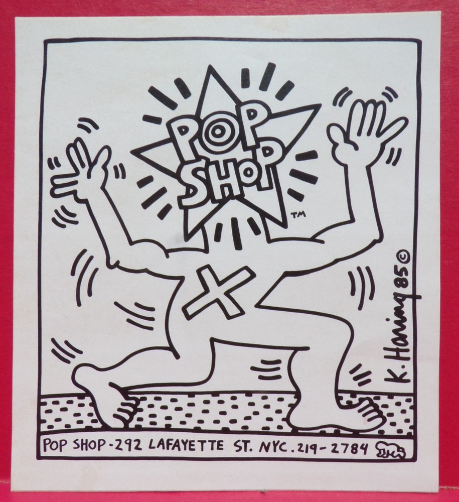 UNUSED 1985 POP SHOP KEITH HARING STICKER DECAL LAFAYETTE ST. NY CITY STAR HEAD