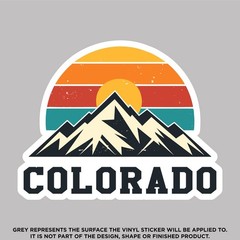 Sunset With Colorado Text, High quality vinyl sticker