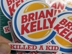Brian Kelly Killed A Kid Sticker- Laminated Vinyl Sticker – 3″x3″