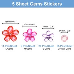 505Pcs Gems Stickers 5 Sheet Flower Rhinestone Stickers Multicolor