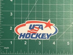 Team USA Hockey Logo – Laminated Vinyl Sticker – 4″x1.5″ GOLD MEDAL