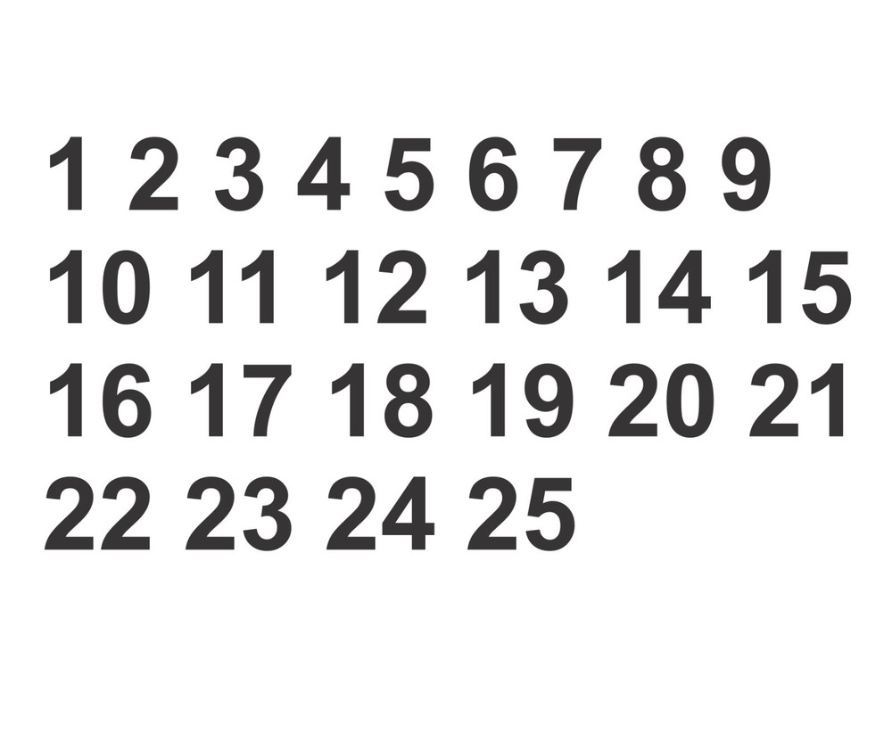 Storage Unit Location Numbers 1-25 Vinyl Sticker Decals – Select Color & Size