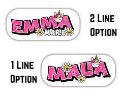 Custom Waterproof Unicorn Pop Art Name Labels for School, Daycare & Bottles