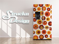 Orange Red Abstract Circle Dot Pattern Fridge Freezer Wrap Side Door Vinyl Decal
