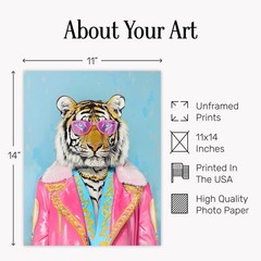 Tiger Pop Art Wall Decor 11×14 – Funky Animal Print for Home Office – Maximal…