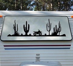 ATV Desert Scene Vinyl Decal V2 – Cactus RV Toy Hauler Graphics Quad 4-Wheeler –