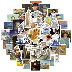 150pcs Famous Painting Vinyl Stickers, Artist Monet Van Gogh,0012345