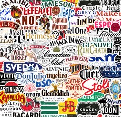 25/50 Liquor Logo Sticker Pack – Matte Vinyl – Brewery Microbrew Ale Vodka Rum