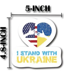 I Stand With Ukraine Ukrainian Heart Flag Anti War Paper Sticker