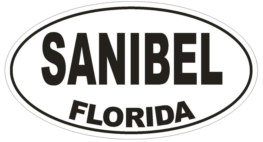 Sanibel Florida Oval Bumper Sticker or Helmet Sticker D1592 Euro Oval