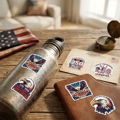 56Pcs USA 250th Anniversary Patriotic Stickers Waterproof Decals for Luggage