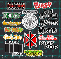 15 Punk Rock Band Logo Stickers -Clear, Holographic, or White – Ramones Clash